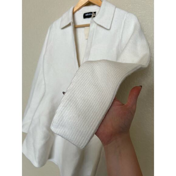 NEW SEROYA Clara Knit Mini Dress Small Eggshell $278 Cream Ribbed Knit Flared - Picture 7 of 11